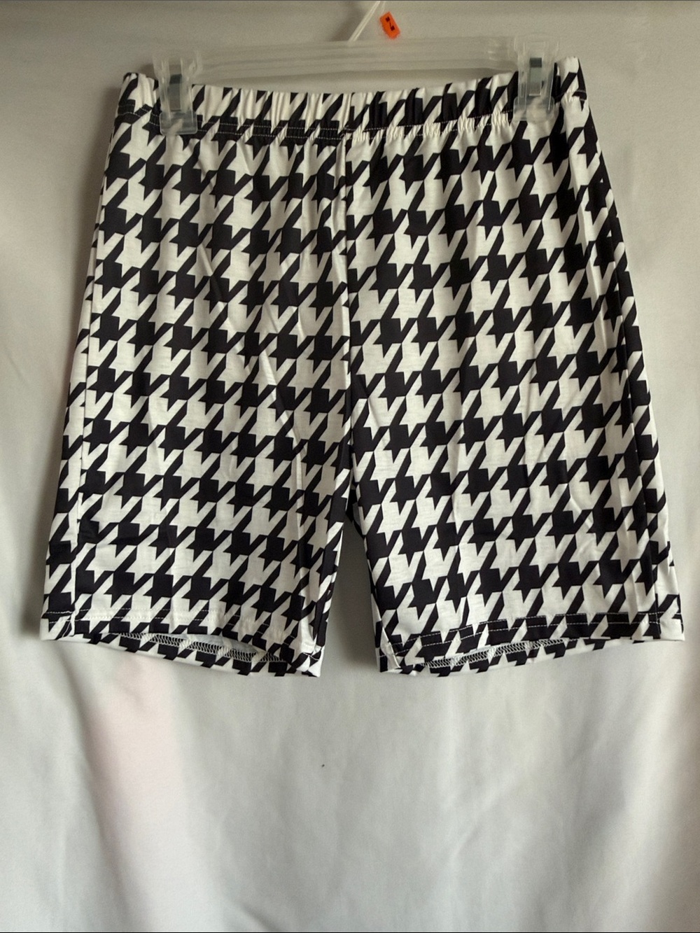 Men's Black & White Houndstooth Athletic Shorts - Lightweight Performance